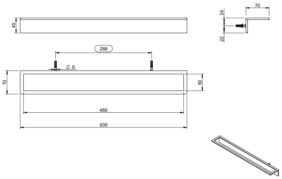 Treemme 5mm IT9065ISZZZZ portasciugamani 50 cm a muro in acciaio inox satinato