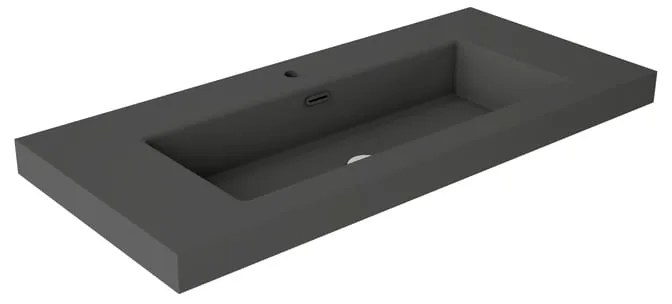 Lavabo a incasso rettangolare vasca centrale Nantes L 101 x H 6 x P 46 cm in resina grigio satinato