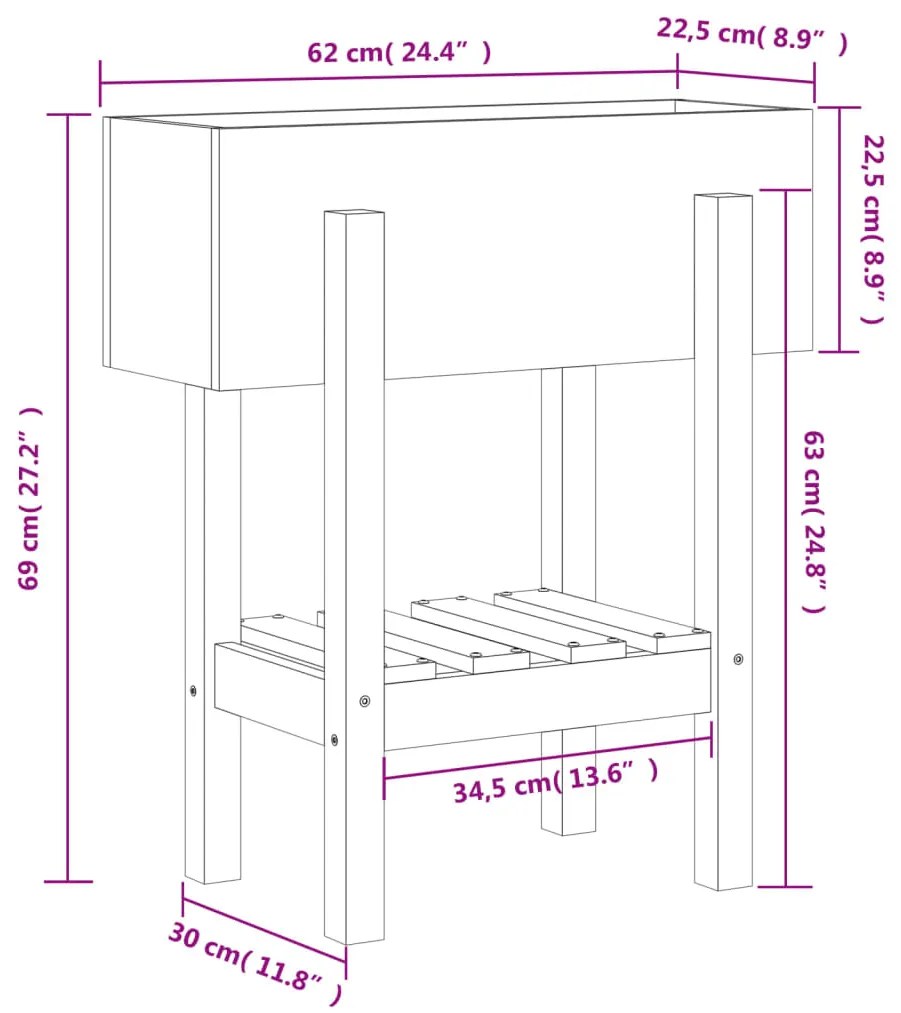 Fioriera da Giardino Miele 62x50x69 cm Legno Massello di Pino