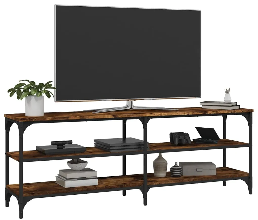 Mobile tv rovere fumo 140x30x50 cm in legno multistrato