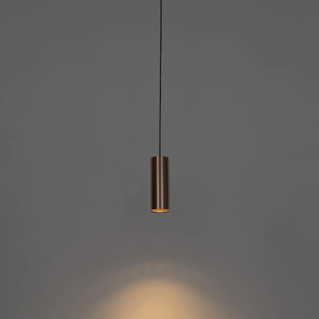 Lampada a sospensione di design bronzo scuro con adattatore per binario trifase - Tubo