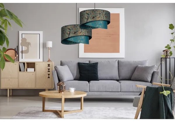 Lampadario su filo REZO 1xE27/60W/230V turchese/oro