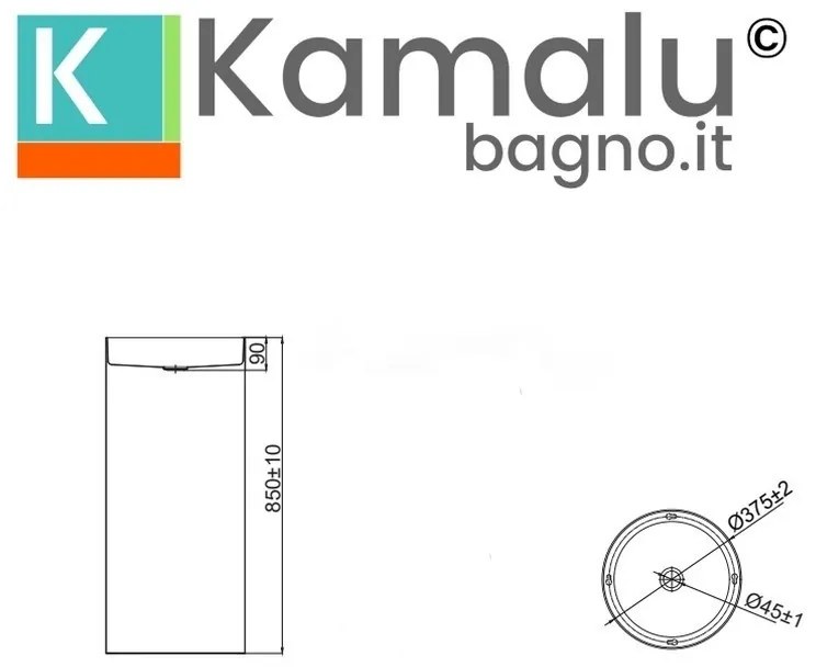 Kamalu - Lavabo da terra freestanding con drenaggio a pavimento finitura gun metal | KGL46000P