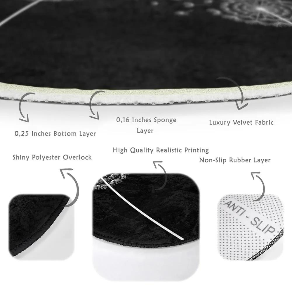 Tappeto rotondo nero lavabile adatto a robot aspirapolvere ø 120 cm Comfort - Mila Home