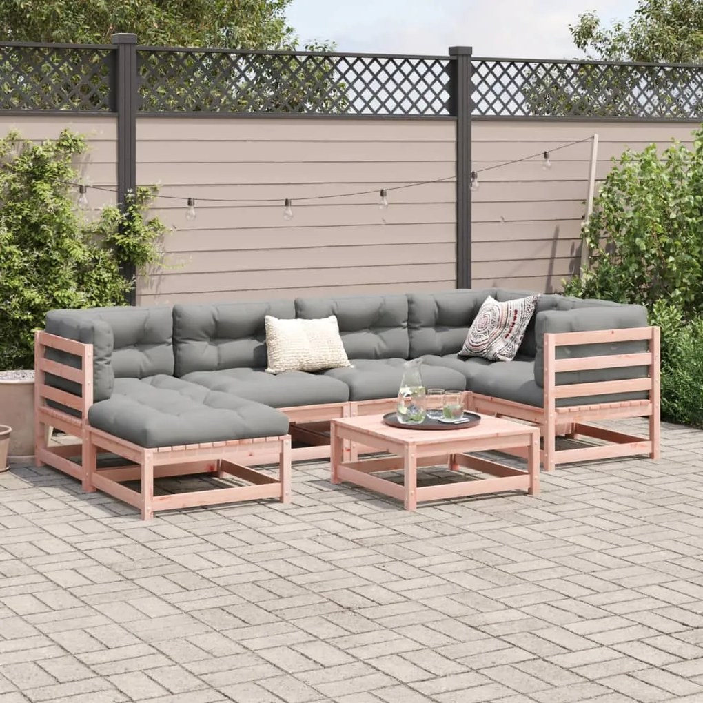 Set divani giardino 7 pz cuscini legno massello abete douglas