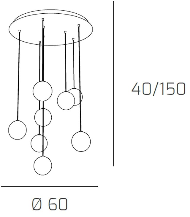 Sospensione Contemp Willow Metallo Cromo Vetro Bianco Satitano 8 Luci G9