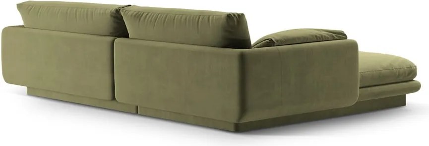 Divano angolare in verde chiaro (con penisola a destra/con chaise lounge) con rivestimento in velluto Torino – Micadoni