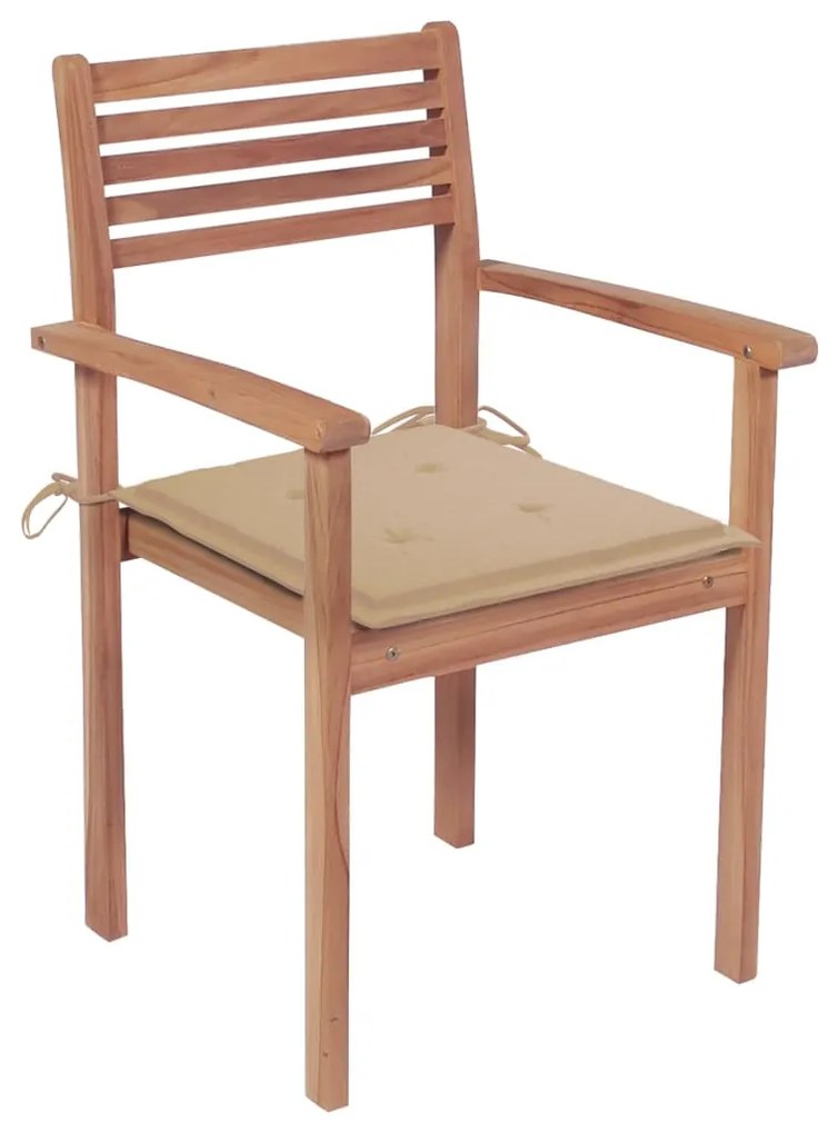 Sedie da giardino 2 pz con cuscini beige massello di teak