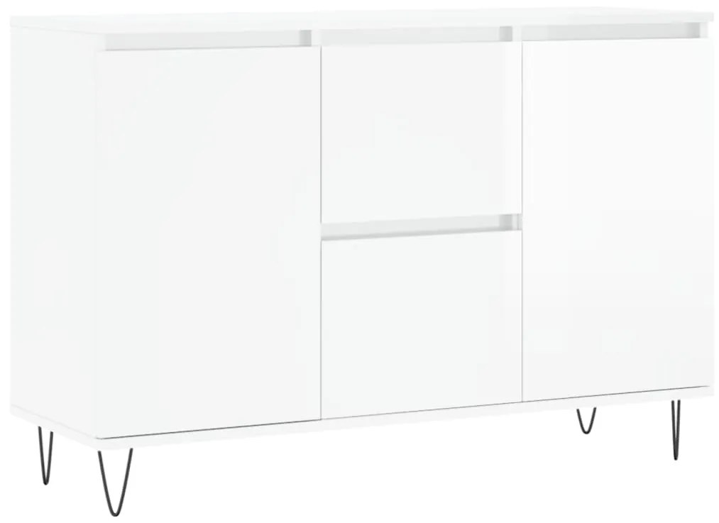 Credenza bianco lucido 104x35x70 cm in legno multistrato