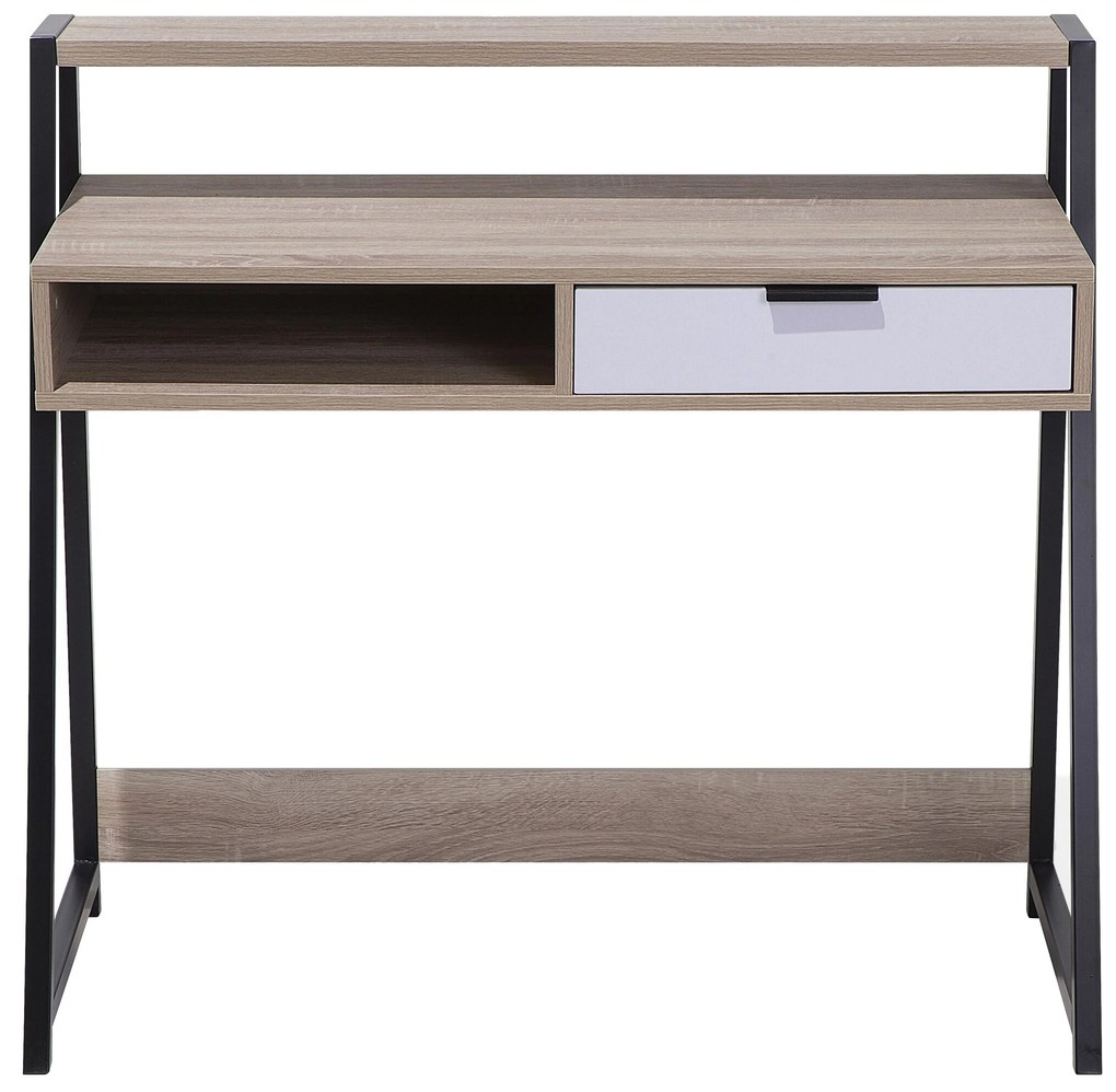 Set di mobili da ufficio legno chiaro e nero FOSTER/CALVIN Beliani