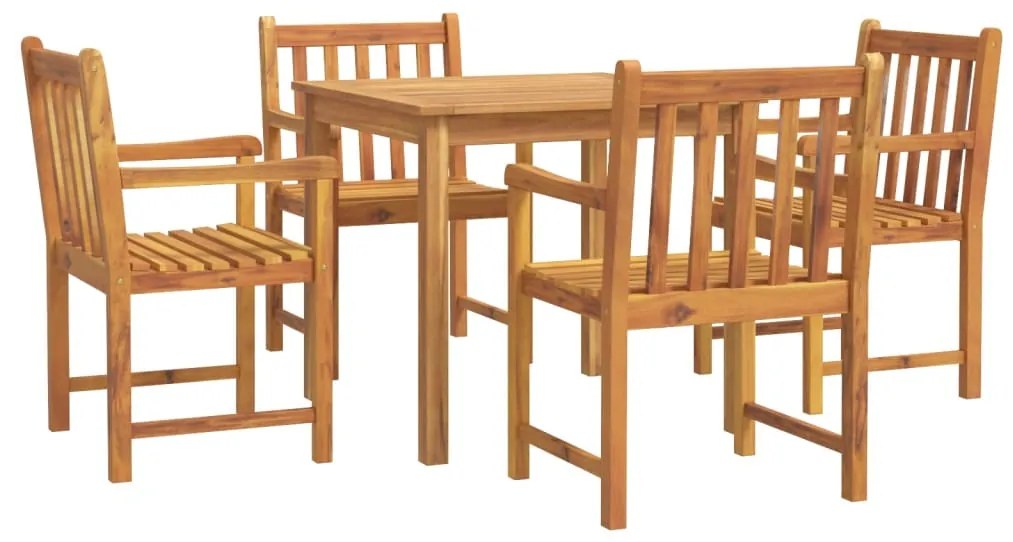 Set da pranzo per giardino 5 pz in legno massello di acacia