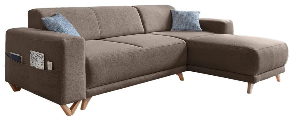 Divano angolare marrone allungabile e con contenitore Classy Sophie – Miuform