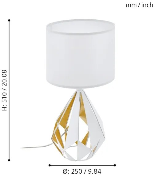 Eglo 43078 - Lampada da tavolo CARLTON 1xE27/60W/230V