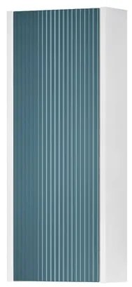 Pensile bagno Niwa laccato opaco bianco con vetro blu pacifico, 1 anta apertura da sinistra P 17 x L 30 x H 78.5 cm