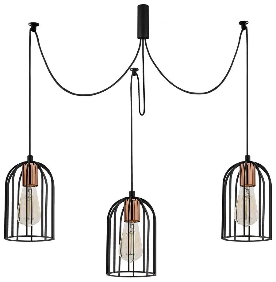 Lampada a sospensione nera per 3 lampadine Pamukkale - Opviq lights