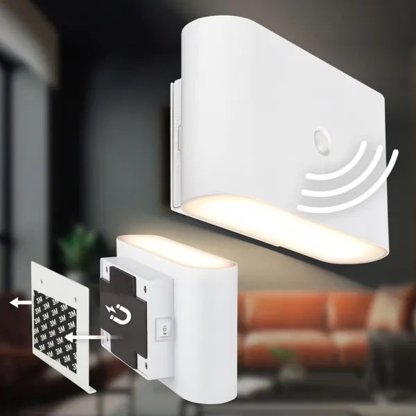 Briloner 3878016 - Lampada da parete a LED ricaricabile con sensore CHAT LED/3W/5V 2000 mAh bianca