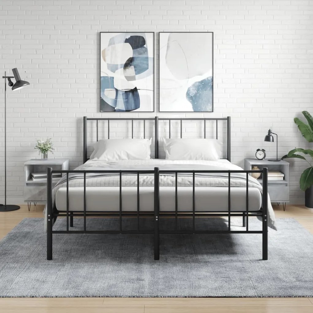 Comodini 2pz Grigio Cemento 40x35x50 Cm İn Legno Multistrato /