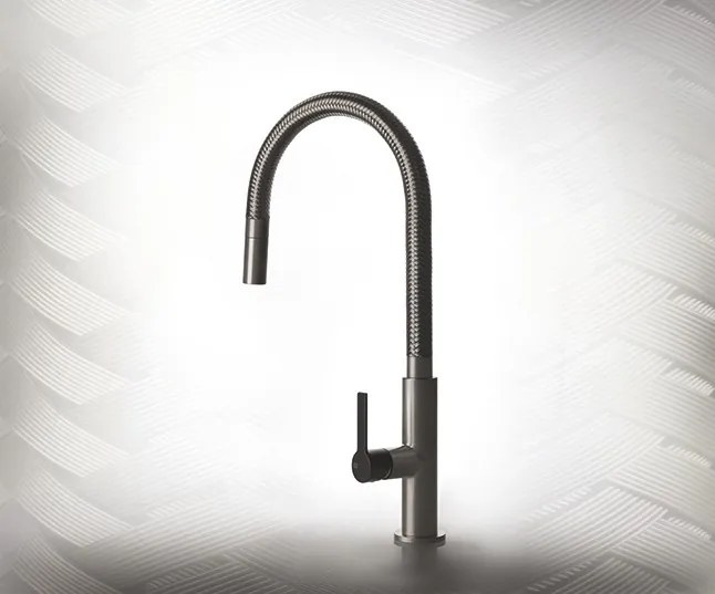 Miscelatore Cucina con Canna Girevole E Doccetta Estraibile Mono Getto Finox Nero Opaco Mesh 60003 Gessi