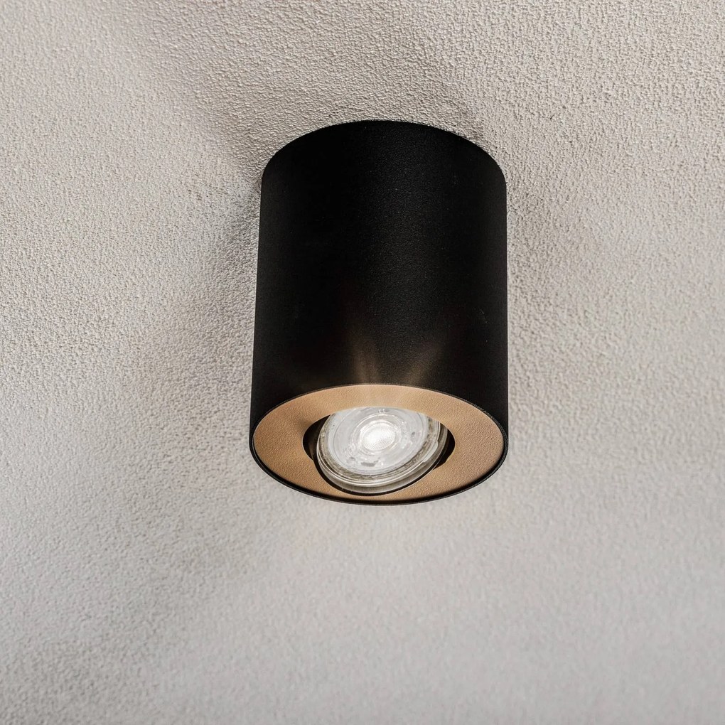 Nowodvorski Lighting Set faretti da soffitto, regolabili, nero, interno dorato
