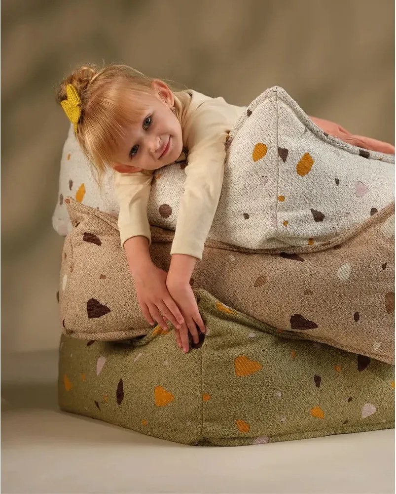 Pouf a sacco per bambini marrone chiaro con rivestimento in bouclé e ciniglia Terrazzo Square – Wigiwama