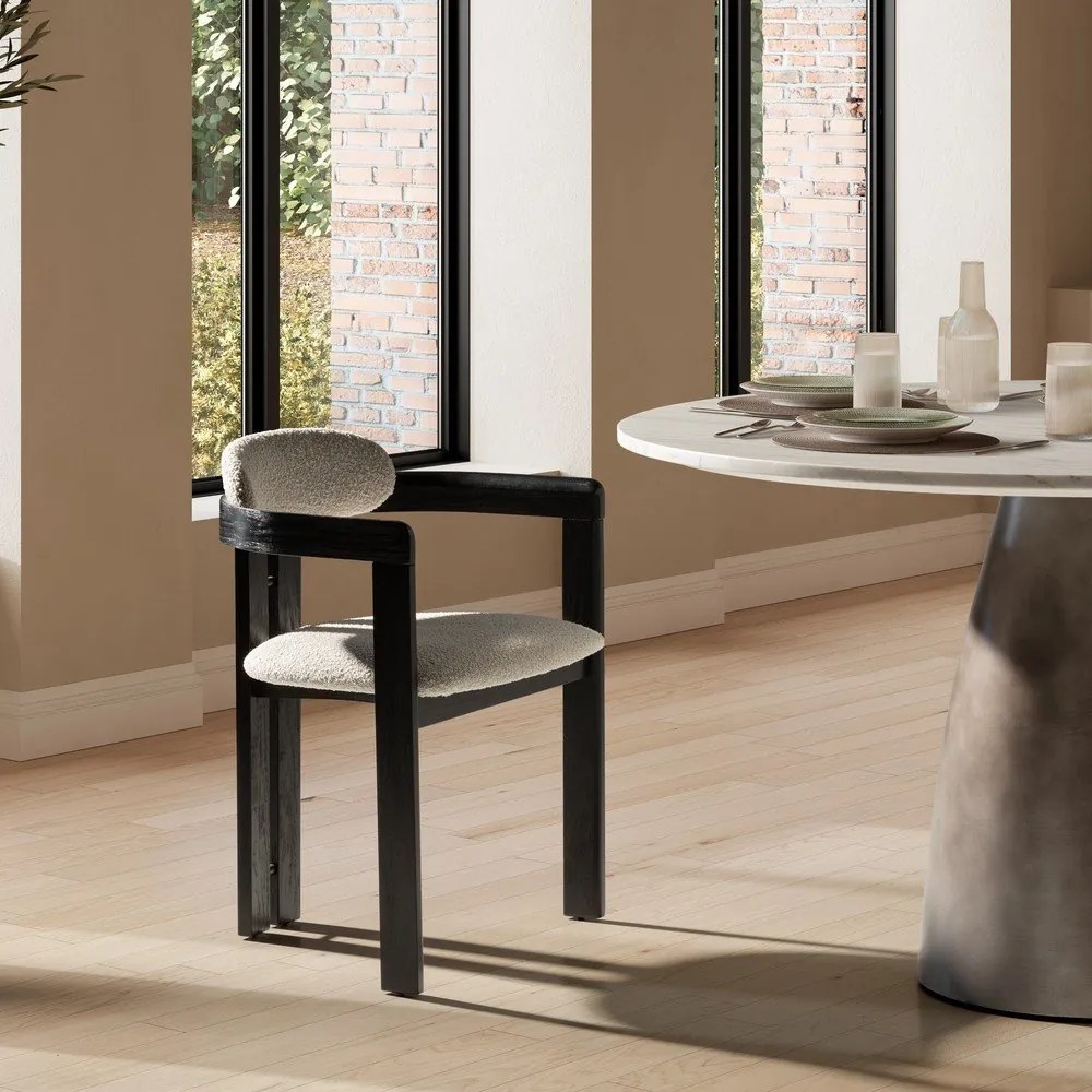 Set di sedie da pranzo bianca/nera in imbottito con braccioli 2 pz Eiden – MOME