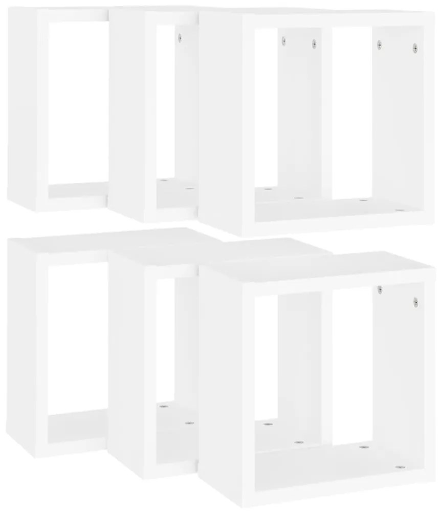 Mensole parete a cubo 6 pz bianche 30x15x30 cm