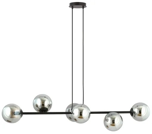 Lampadario a sospensione con filo ROSSI 6xE14/10W/230V nero/grigio