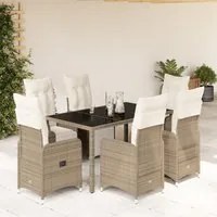 Set Bistr da Giardino 7 pz con Cuscini in Polyrattan Marrone 3277212