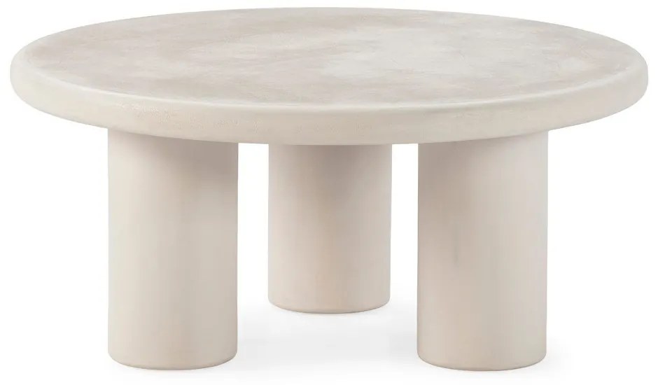 Tavolino da salotto rotondo color crema con effetto pietra ø 80 cm Iriel – MOME