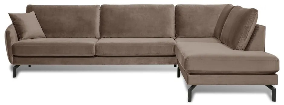 Divano angolare in velluto marrone-beige (angolo destro) Magic - Scandic