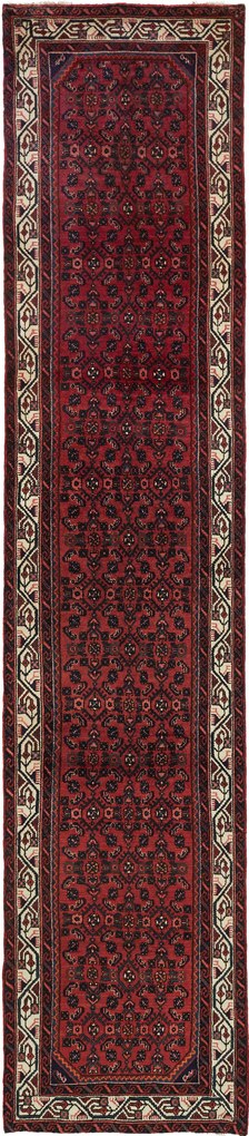 Hamedan Tappeto 400x80 Rosso (Iran) Annodato A Mano