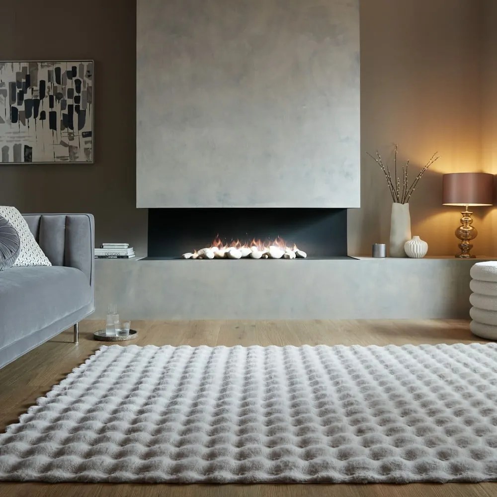 Tappeto in pelliccia sintetica grigio chiaro 160x230 cm Waffle Faux Fur - Flair Rugs