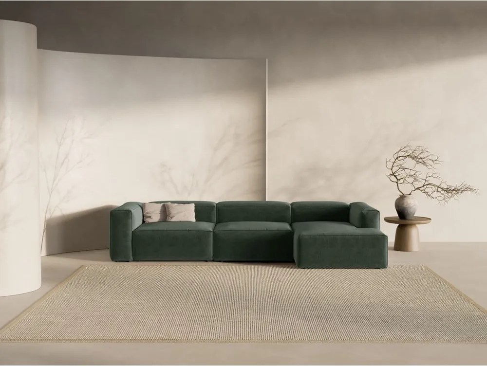 Divano angolare verde (con penisola a destra/con chaise lounge) Bergamo – Cosmopolitan Design