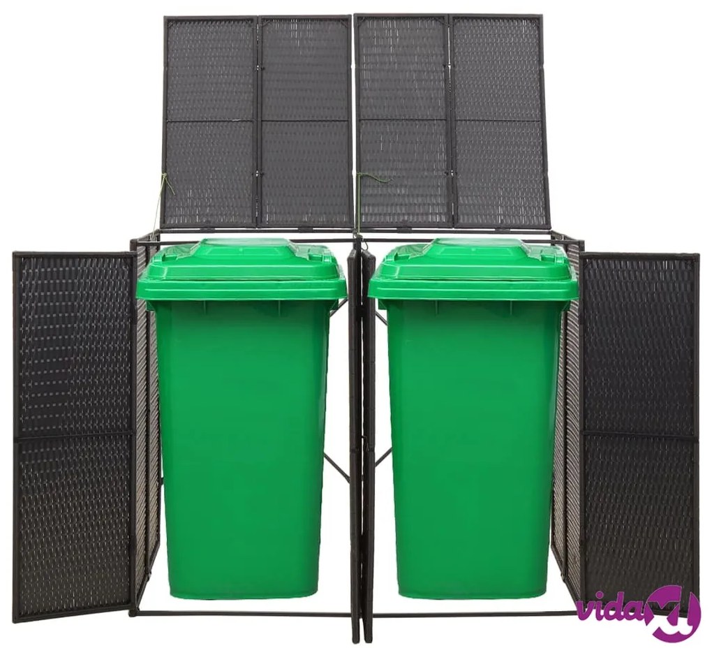 vidaXL Copribidone Doppio Nero 140x80x117 cm in Polyrattan