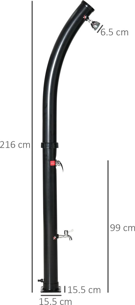Doccia Solare da Giardino 20L con Miscelatore Nero...