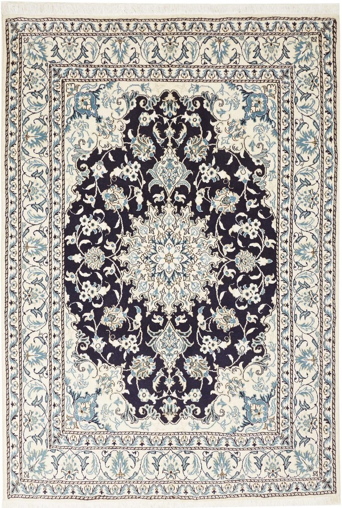 Nain Tappeto 150 x 210 Blu (Iran) Annodato A Mano