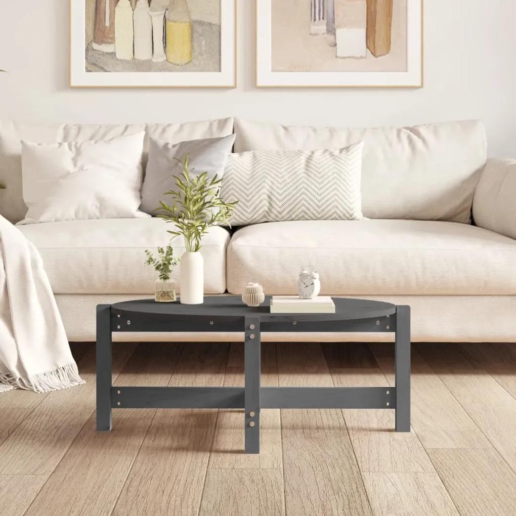 Tavolino da salotto grigio 87x48x35cm in legno massello di pino