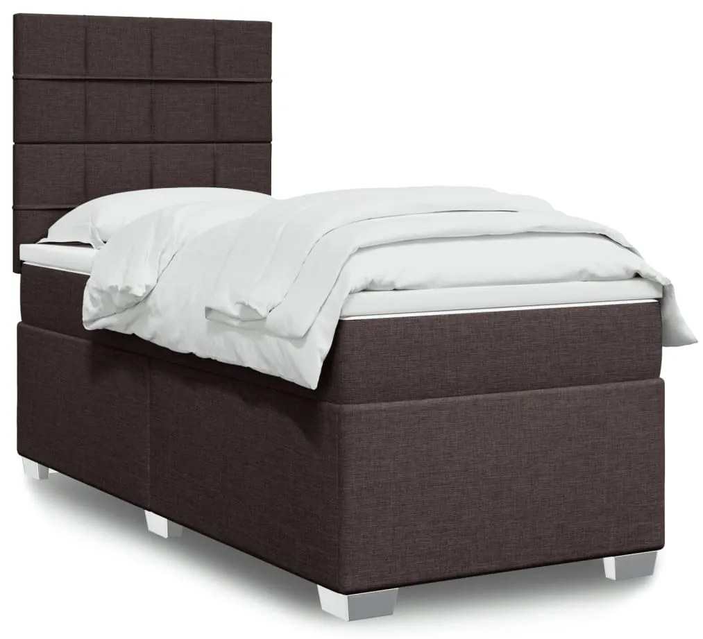Giroletto A Molle Con Materasso Marrone Scuro 90x190cm Tessuto /