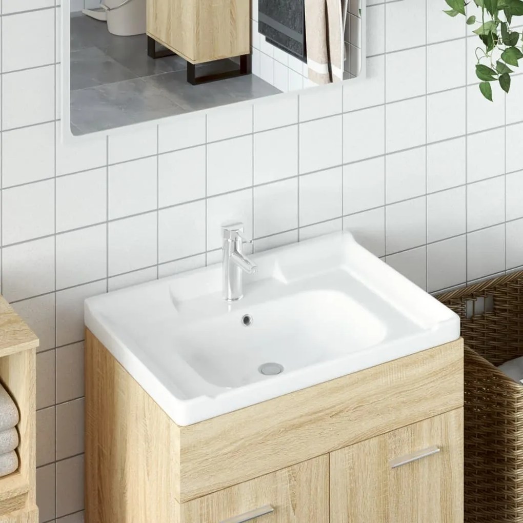 Lavandino Da Bagno Bianco 71x48x23 Cm Rettangolare İn Ceramica /