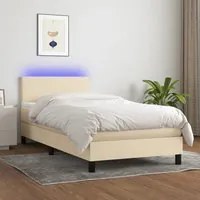 Letto a Molle con Materasso e LED Crema 100x200cm in Tessutocod mxl 74777