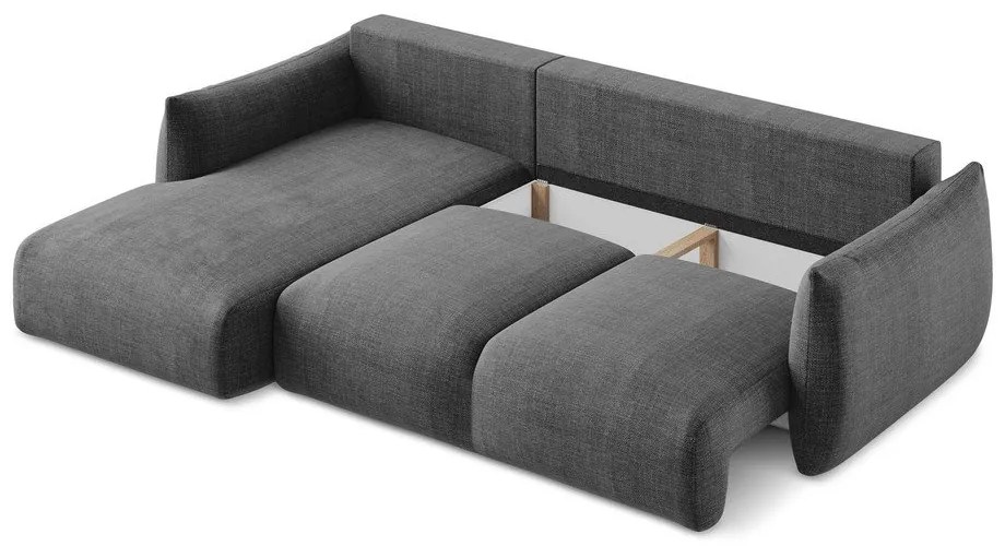 Divano angolare grigio scuro allungabile (con penisola a sinistra/con chaise lounge) Leila – Makamii