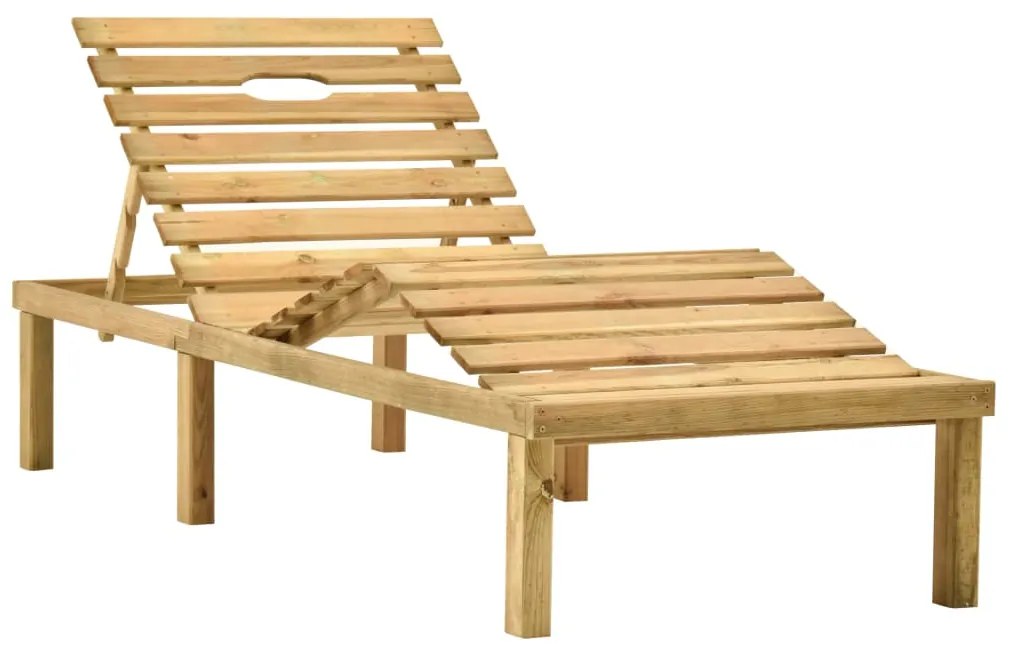 Lettino da giardino con cuscino grigio legno pino impregnato