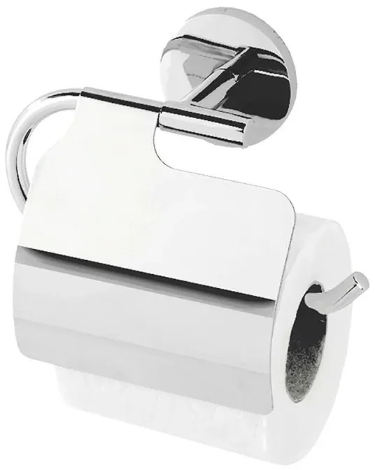 Porta rotolo a muro con coperchio in acciaio cromato Bora