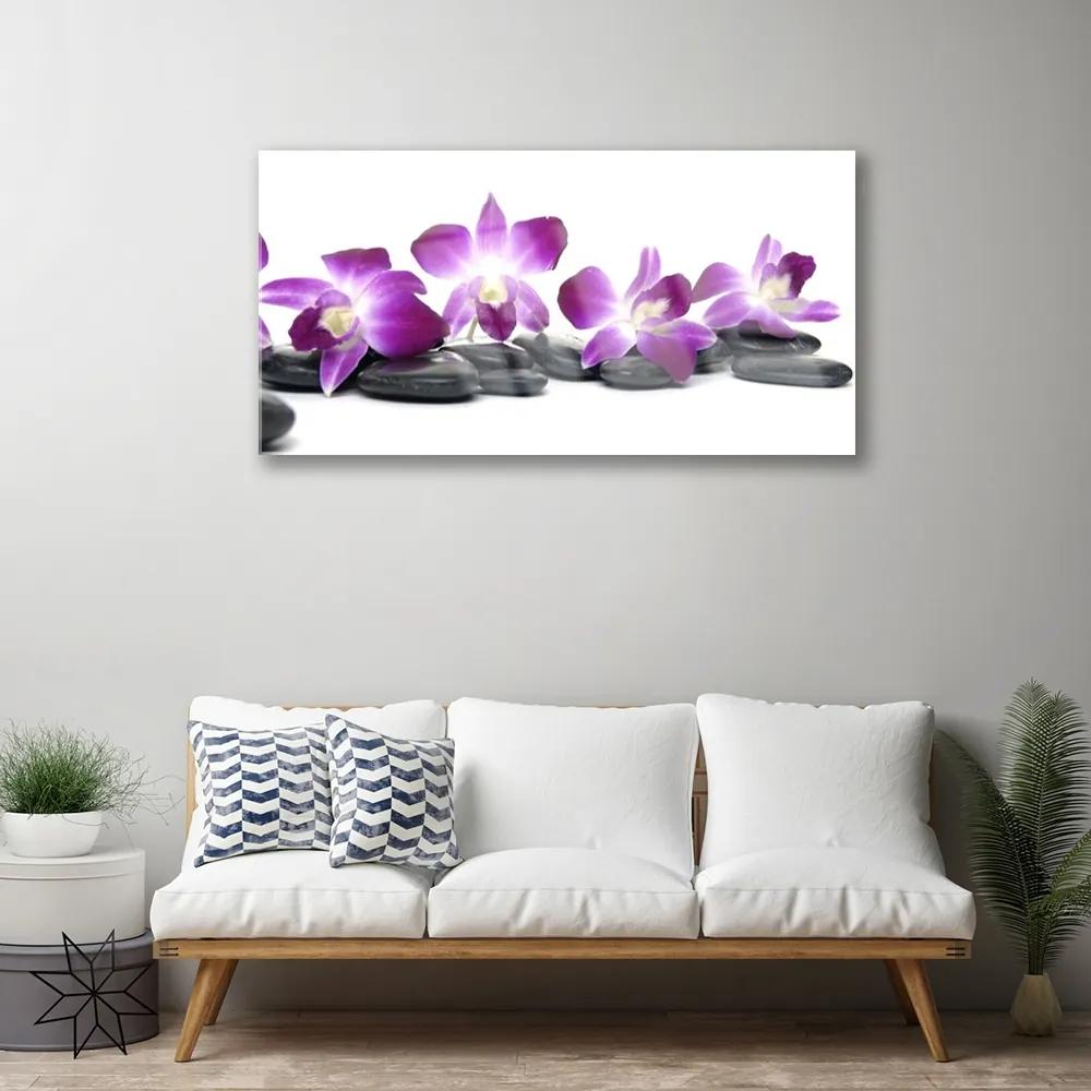 Quadro acrilico Centro termale di fiori di orchidea 100x50 cm