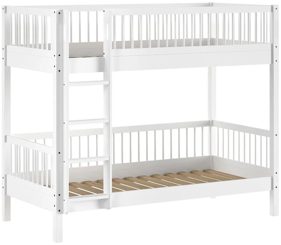 Letto da bambini a castello/estraibile bianco in faggio massiccio con contenitore con rete inclusa 90x200 cm Forrest – Vipack
