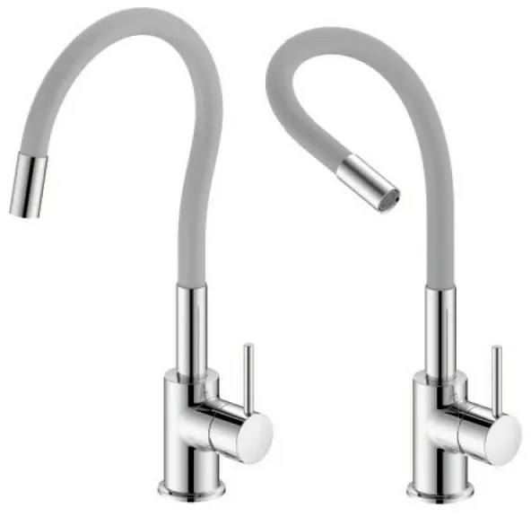 Miscelatore cucina lavello e lavanderia grigio canna alta orientabile snodata Snake
