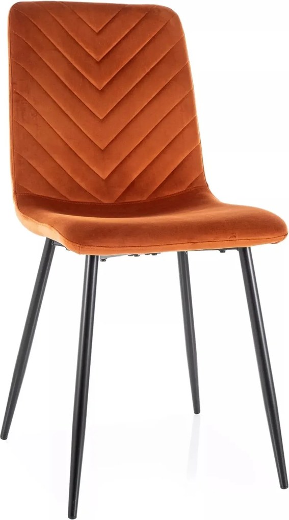 Sedia Daren Velvet in velluto color cannella e struttura in metallo nero opaco – 45x39x91 cm