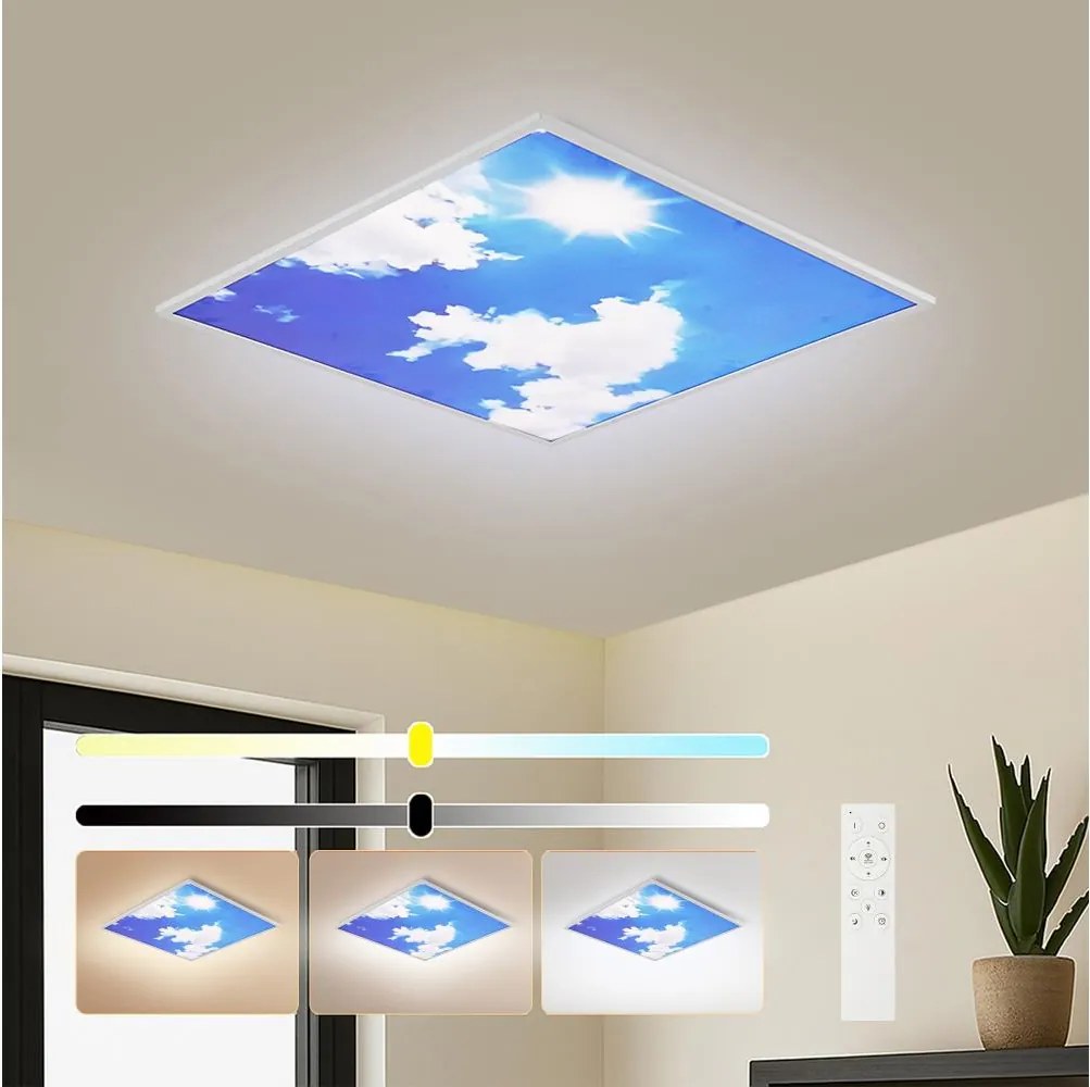 Brilagi-LED Pannello dimmerabile SLIMFRAME SKY LED/58W/230V 60x60 cm argento/blu + telecomando
