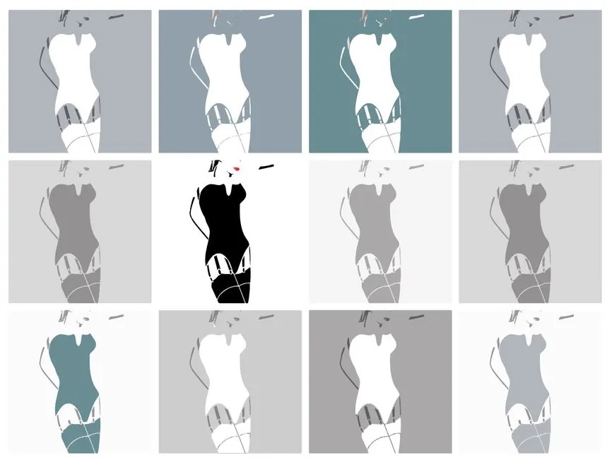 Carta da parati – Fascino pop art della donna in grigio