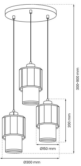 Lampadario a sospensione con filo BLANCO 3xE27/60W/230V bianco